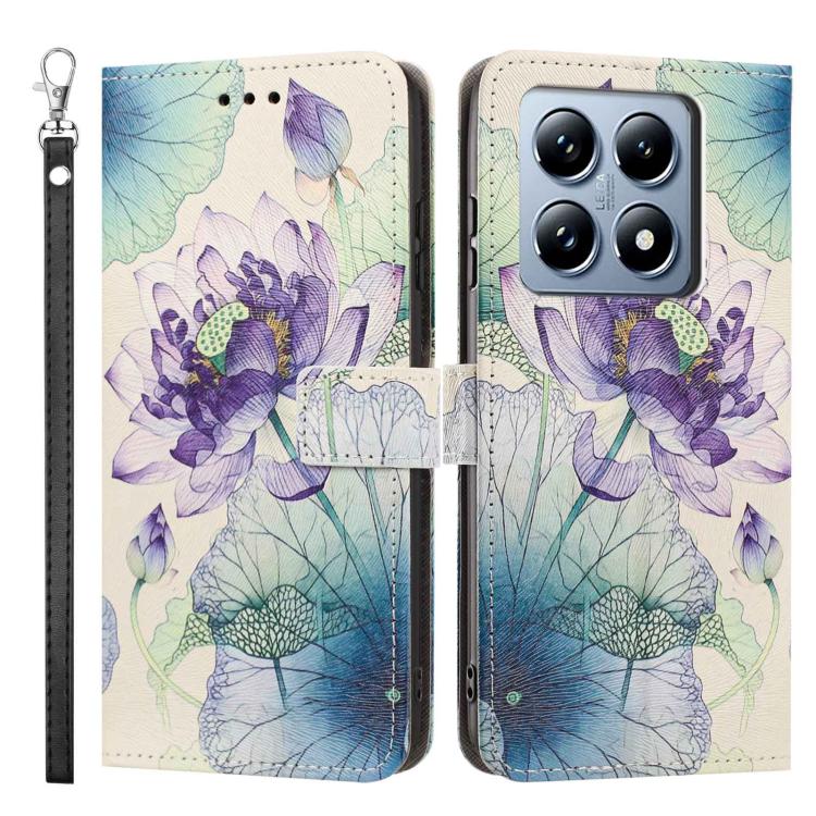 For Xiaomi 14T Global Painted Pattern Vegan Leather Phone Case with Strap