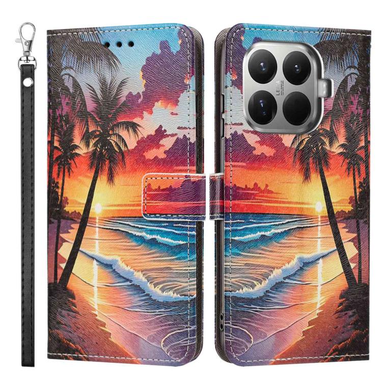 For Xiaomi 15T Pro 5G Global Painted Pattern Vegan Leather Phone Case with Strap