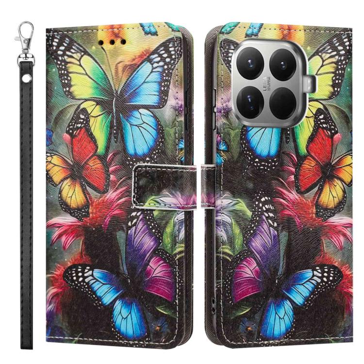 For Xiaomi 15T Pro 5G Global Painted Pattern Vegan Leather Phone Case with Strap