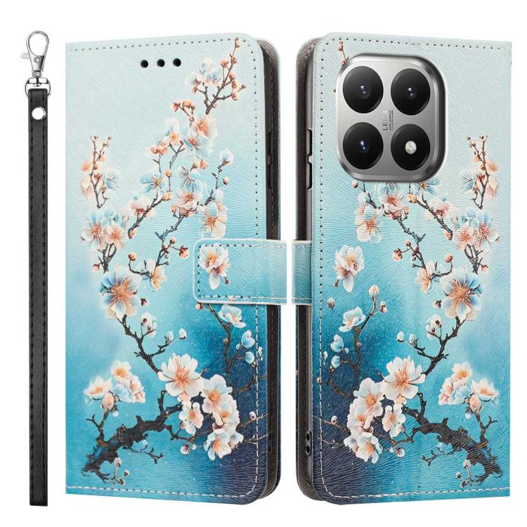 For Xiaomi 15T 5G Global Painted Pattern Vegan Leather Phone Case with Strap