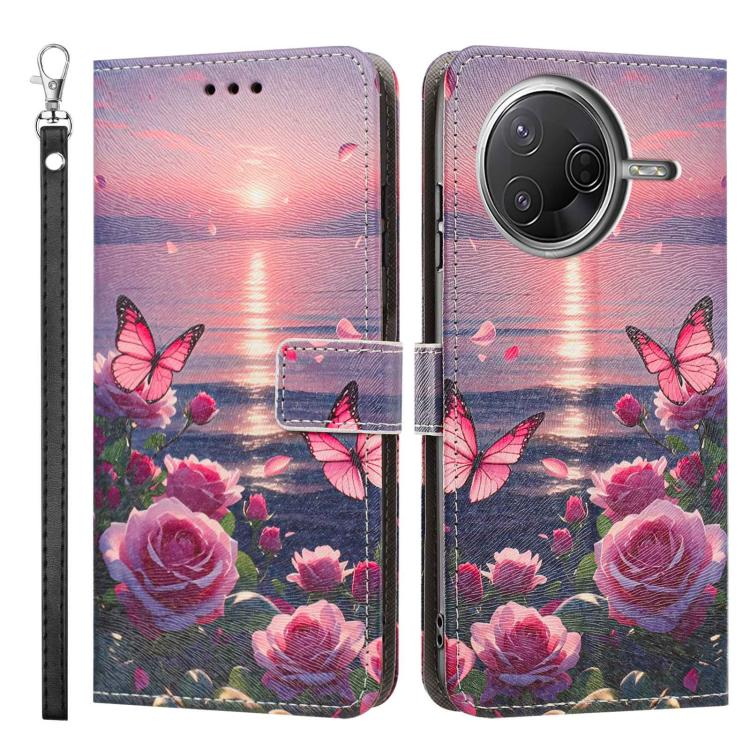 For Xiaomi Poco F7 Pro Painted Pattern Vegan Leather Phone Case with Strap