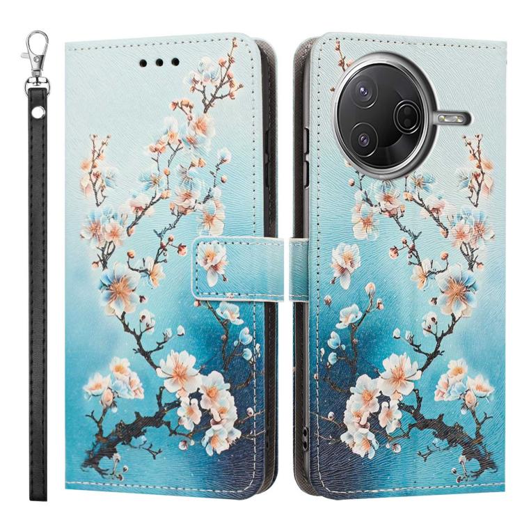 For Xiaomi Poco F7 Pro Painted Pattern Vegan Leather Phone Case with Strap