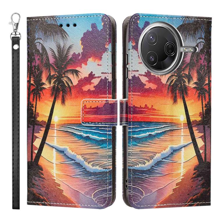 For Xiaomi Poco F7 Pro Painted Pattern Vegan Leather Phone Case with Strap