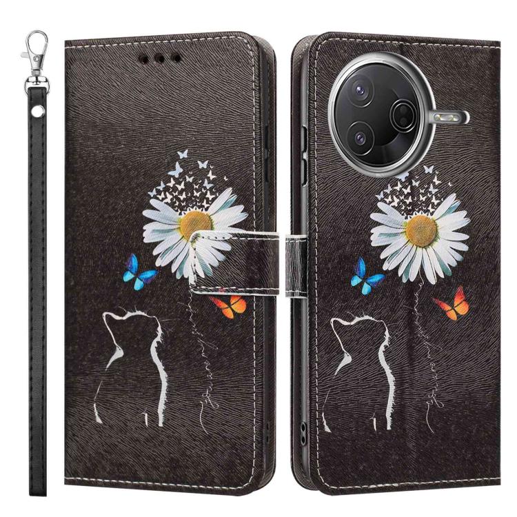 For Xiaomi Poco F7 Pro Painted Pattern Vegan Leather Phone Case with Strap