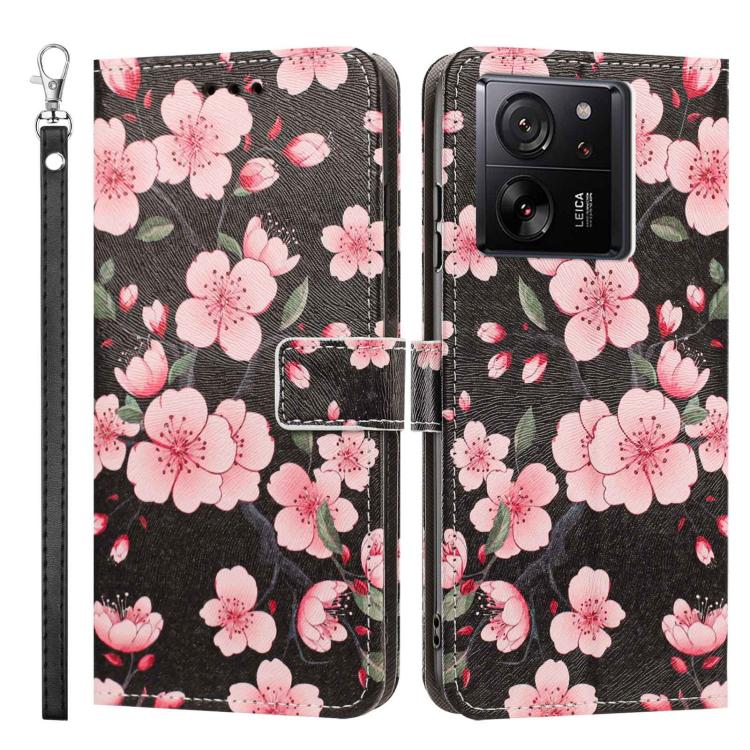 For Xiaomi 13T / 13T Pro Painted Pattern Vegan Leather Phone Case with Strap