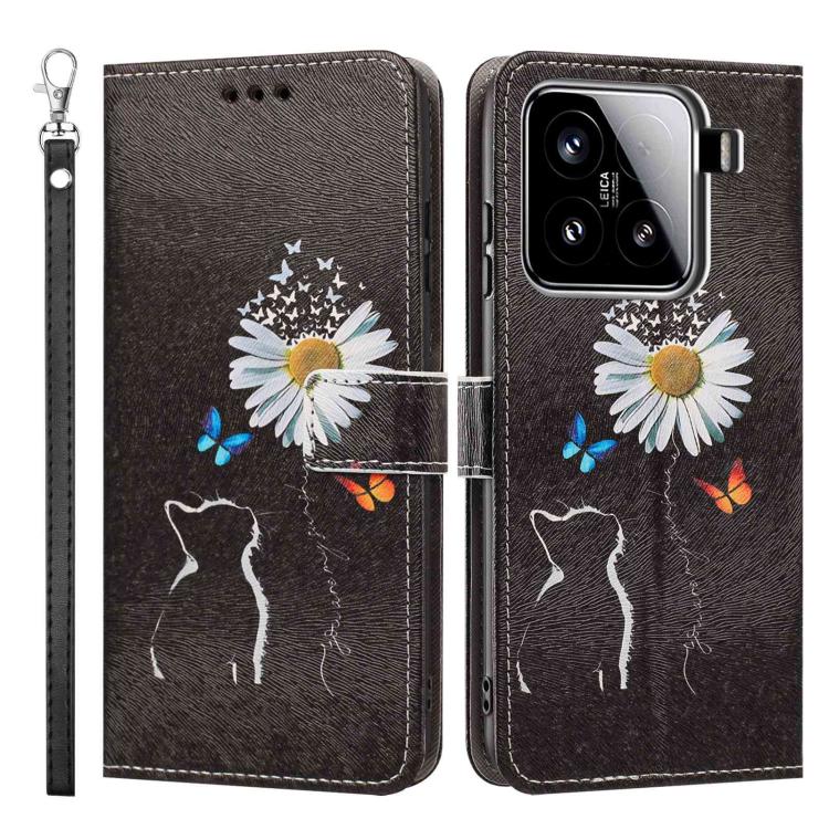 For Xiaomi 15 Painted Pattern Vegan Leather Phone Case with Strap