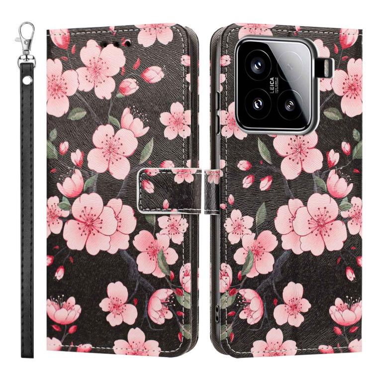 For Xiaomi 15 Painted Pattern Vegan Leather Phone Case with Strap