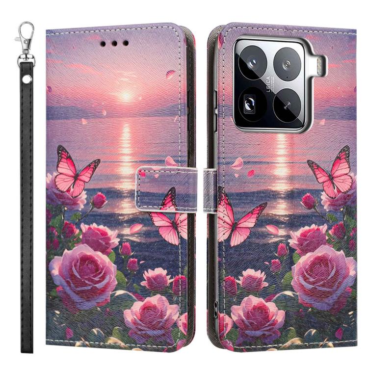 For Xiaomi 15 Pro Painted Pattern Vegan Leather Phone Case with Strap