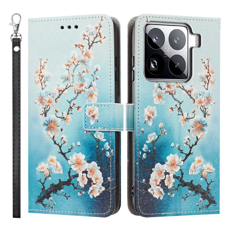 For Xiaomi 15 Pro Painted Pattern Vegan Leather Phone Case with Strap