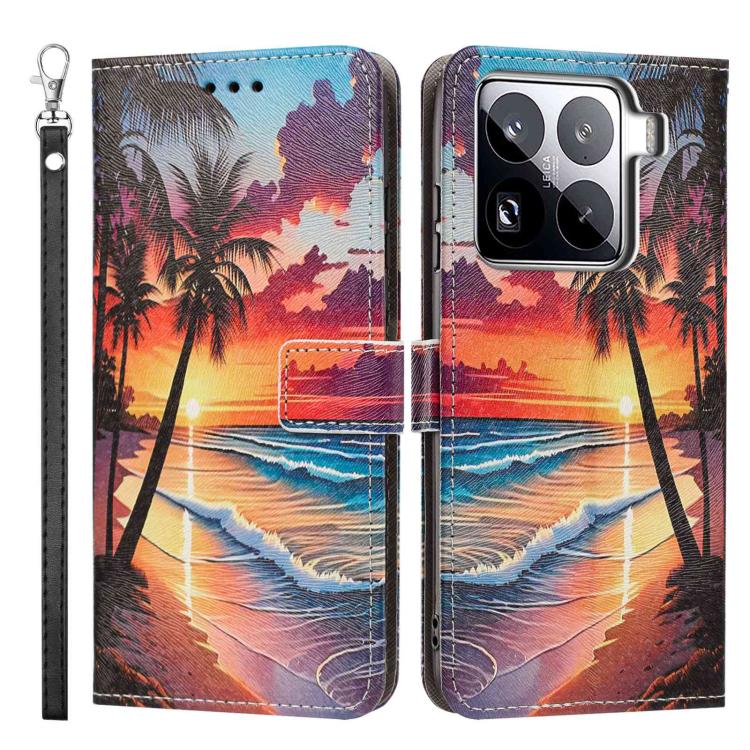 For Xiaomi 15 Pro Painted Pattern Vegan Leather Phone Case with Strap