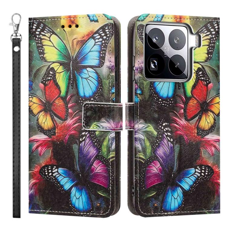 For Xiaomi 15 Pro Painted Pattern Vegan Leather Phone Case with Strap