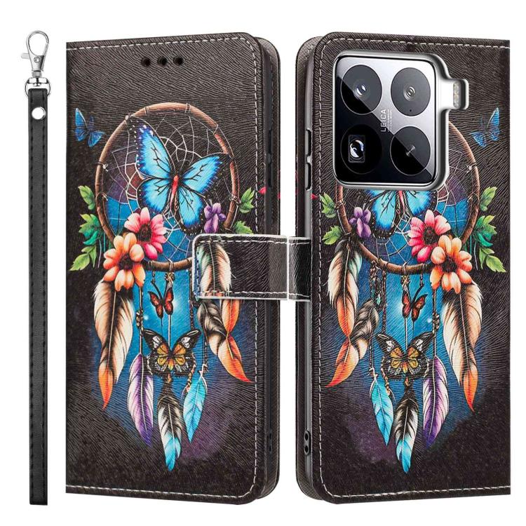 For Xiaomi 15 Pro Painted Pattern Vegan Leather Phone Case with Strap