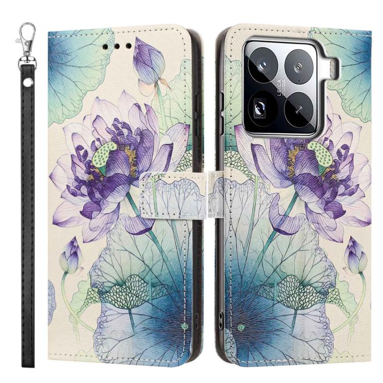 For Xiaomi 15 Pro Painted Pattern Vegan Leather Phone Case with Strap