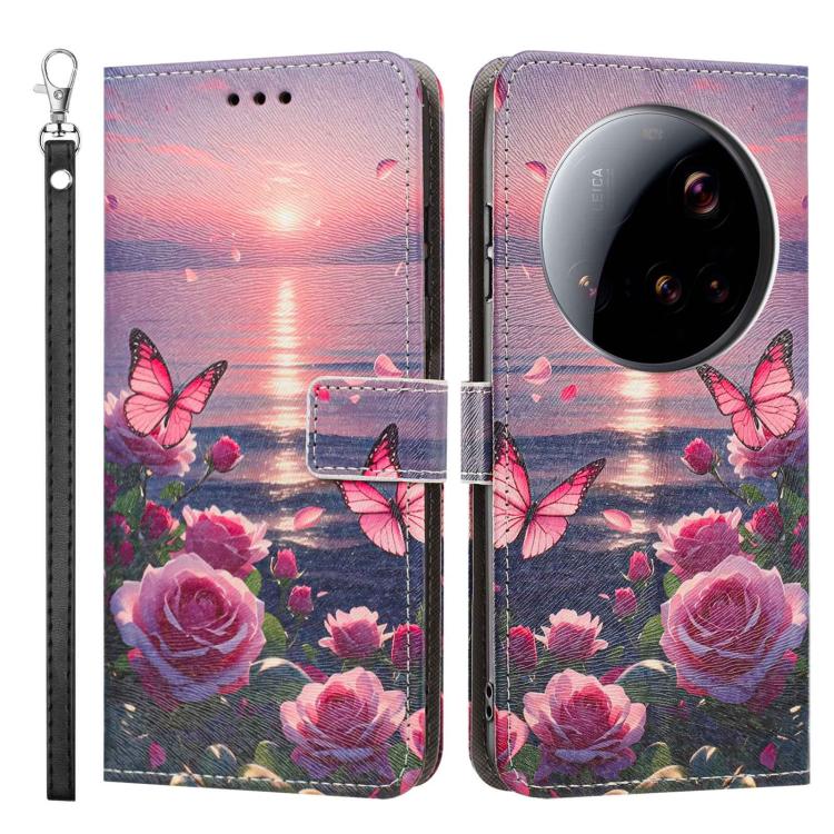 For Xiaomi 15 Ultra 5G Global Painted Pattern Vegan Leather Phone Case with Strap