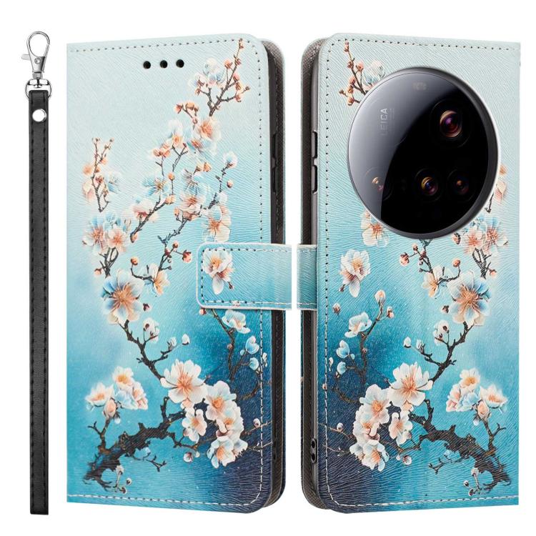 For Xiaomi 15 Ultra 5G Global Painted Pattern Vegan Leather Phone Case with Strap