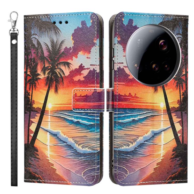 For Xiaomi 15 Ultra 5G Global Painted Pattern Vegan Leather Phone Case with Strap