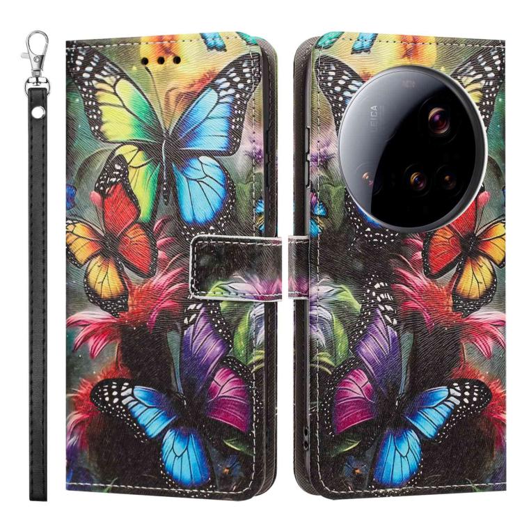 For Xiaomi 15 Ultra 5G Global Painted Pattern Vegan Leather Phone Case with Strap