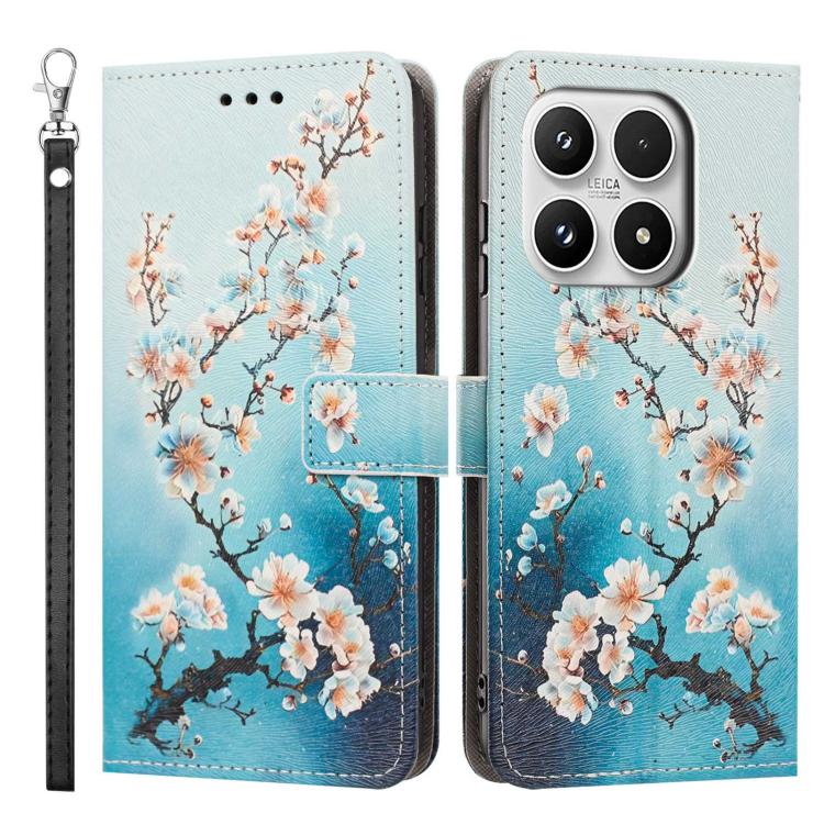 For Xiaomi 17 Painted Pattern Vegan Leather Phone Case with Strap