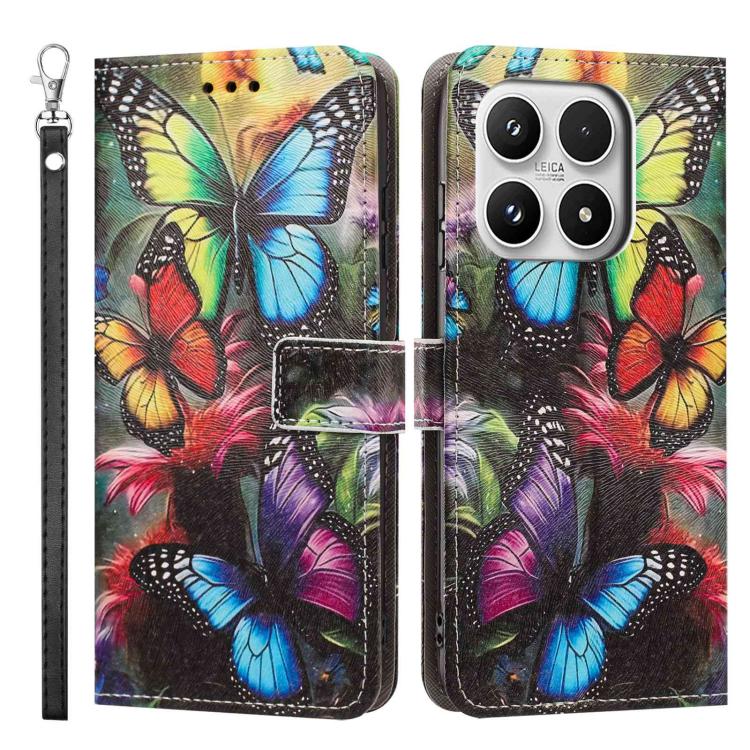 For Xiaomi 17 Painted Pattern Vegan Leather Phone Case with Strap