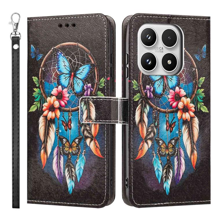 For Xiaomi 17 Painted Pattern Vegan Leather Phone Case with Strap