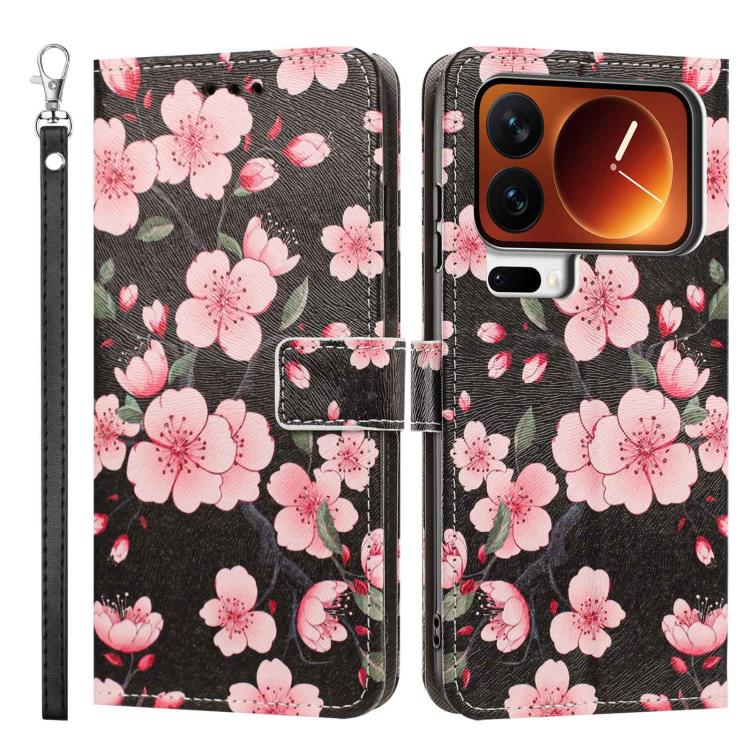 For Xiaomi 17 Pro Painted Pattern Vegan Leather Phone Case with Strap