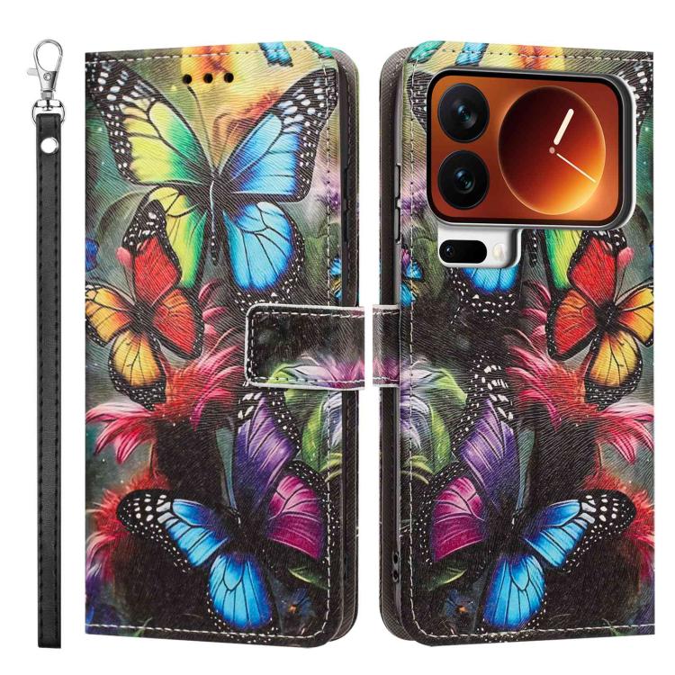 For Xiaomi 17 Pro Painted Pattern Vegan Leather Phone Case with Strap