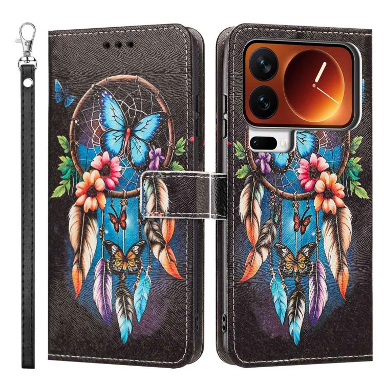 For Xiaomi 17 Pro Painted Pattern Vegan Leather Phone Case with Strap