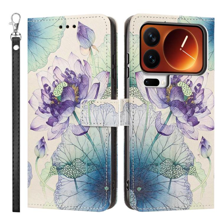 For Xiaomi 17 Pro Painted Pattern Vegan Leather Phone Case with Strap