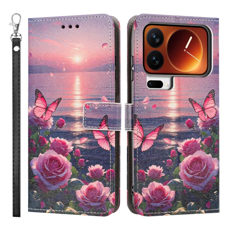 For Xiaomi 17 Pro Max Painted Pattern Vegan Leather Phone Case with Strap