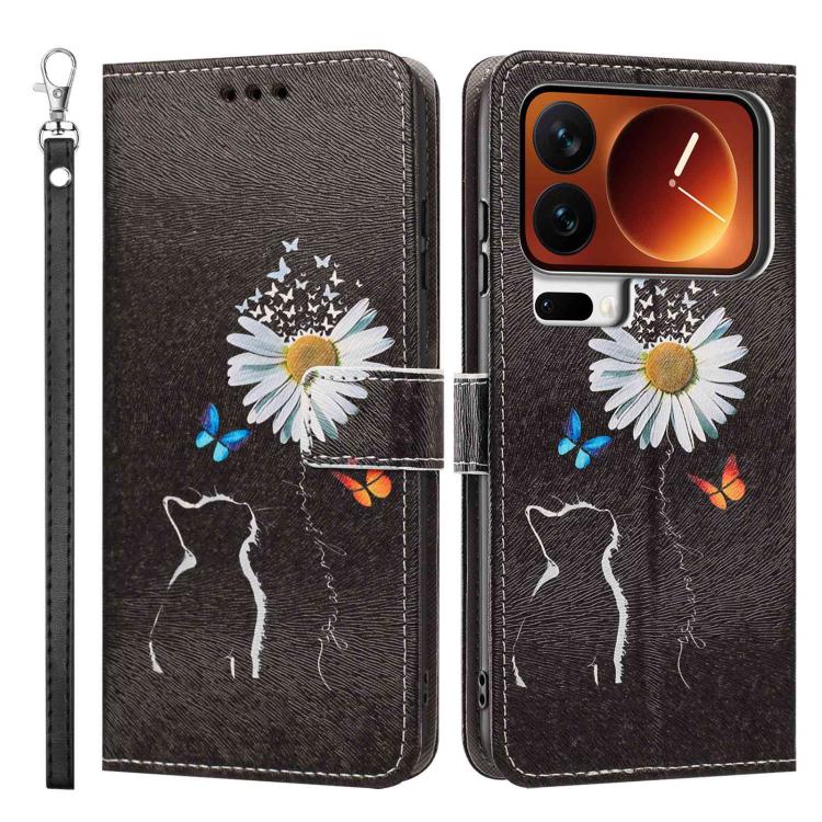 For Xiaomi 17 Pro Max Painted Pattern Vegan Leather Phone Case with Strap