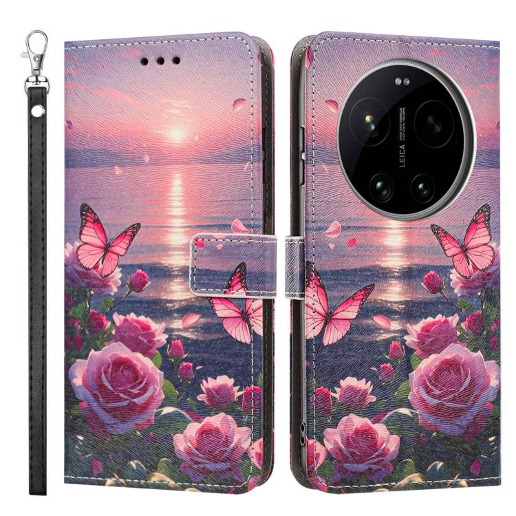 For Xiaomi 17 Ultra Painted Pattern Vegan Leather Phone Case with Strap
