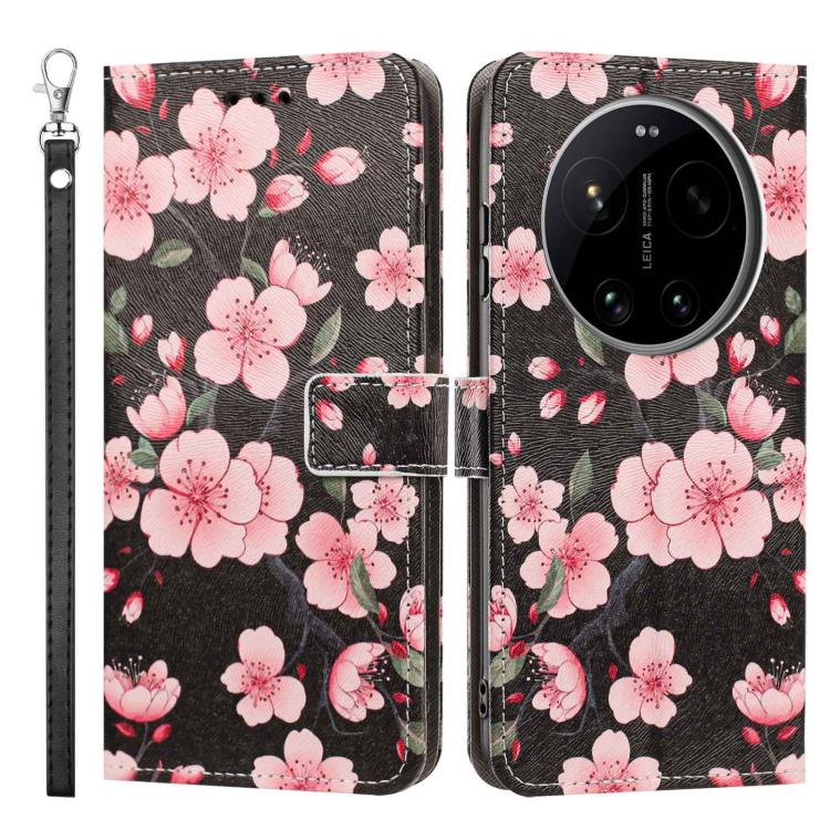 For Xiaomi 17 Ultra Painted Pattern Vegan Leather Phone Case with Strap