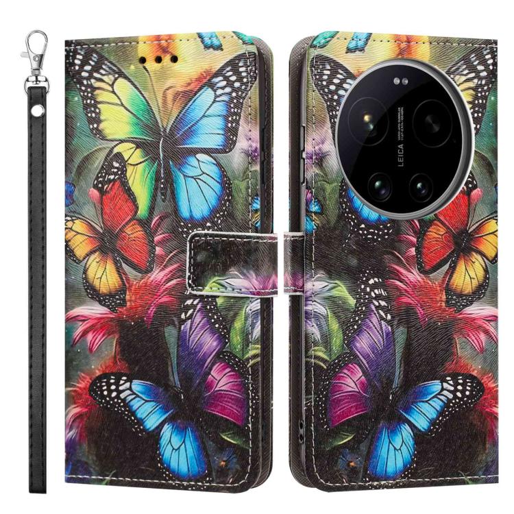 For Xiaomi 17 Ultra Painted Pattern Vegan Leather Phone Case with Strap