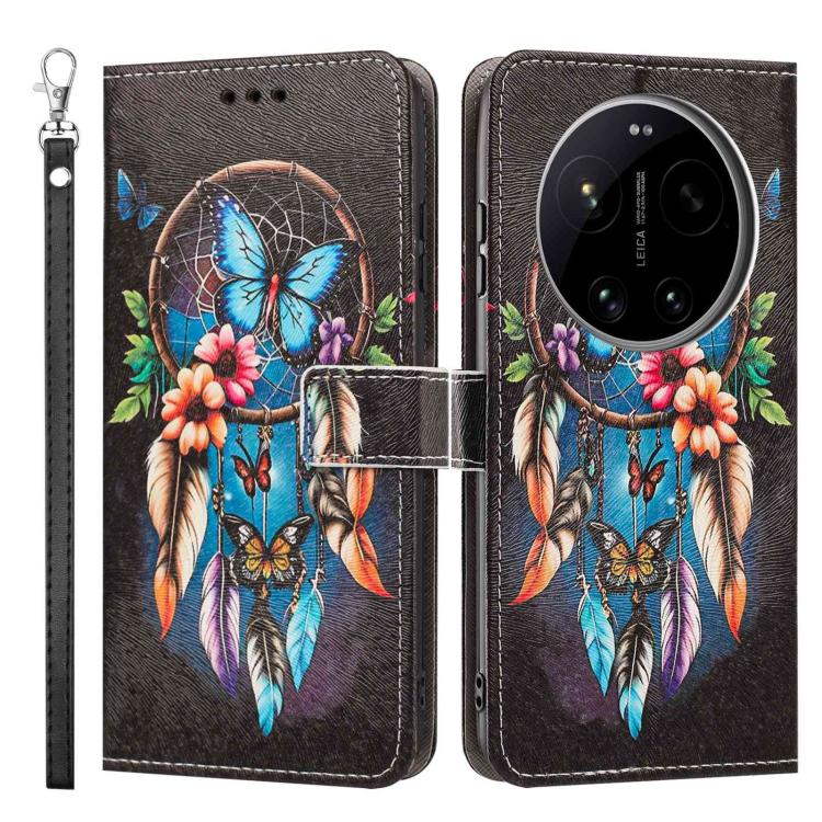 For Xiaomi 17 Ultra Painted Pattern Vegan Leather Phone Case with Strap