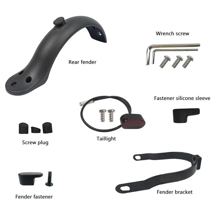 For Xiaomi Mijia M365 Electric Scooter Rear Fender with Hook Screw Tool - Black