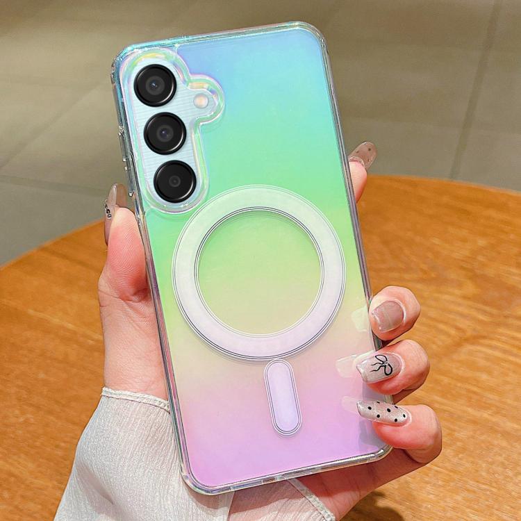 For Galaxy M15 Gradient Color MagSafe Airbag Full Coverage Phone Case - Rainbow