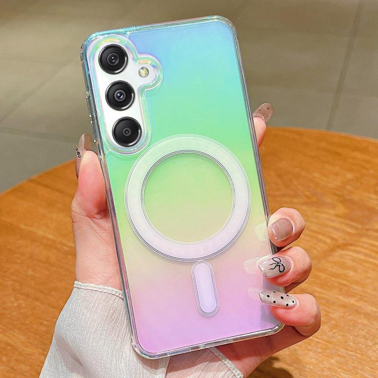 For Galaxy M54 Gradient Color MagSafe Airbag Full Coverage Phone Case - Rainbow
