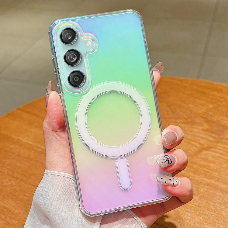 For Galaxy M55 Gradient Color MagSafe Airbag Full Coverage Phone Case - Rainbow
