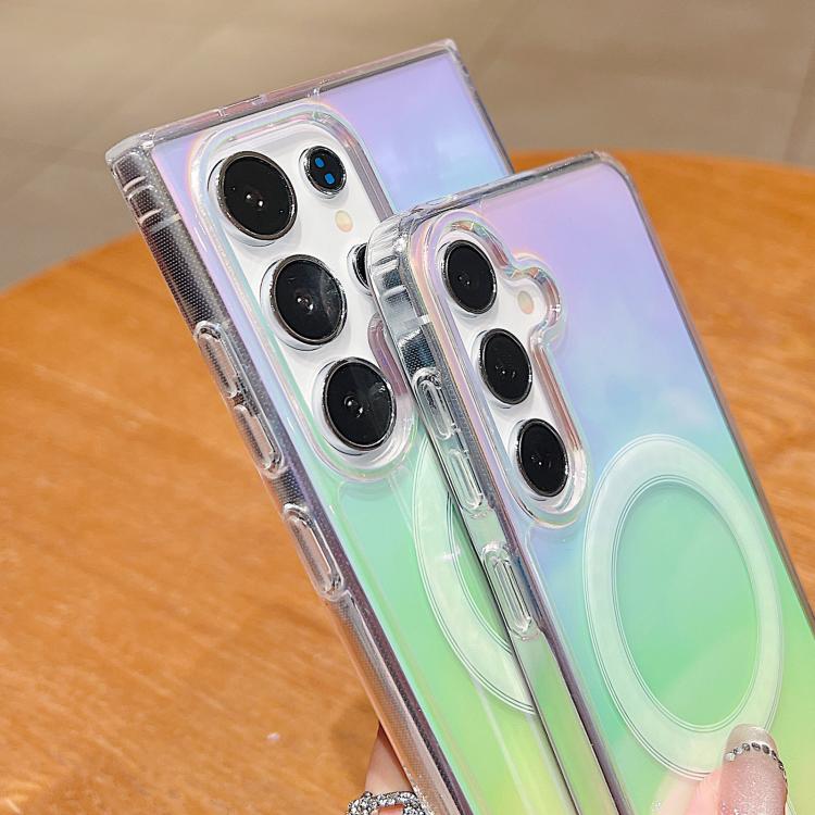 For Galaxy M14 Gradient Color MagSafe Airbag Full Coverage Phone Case - Rainbow