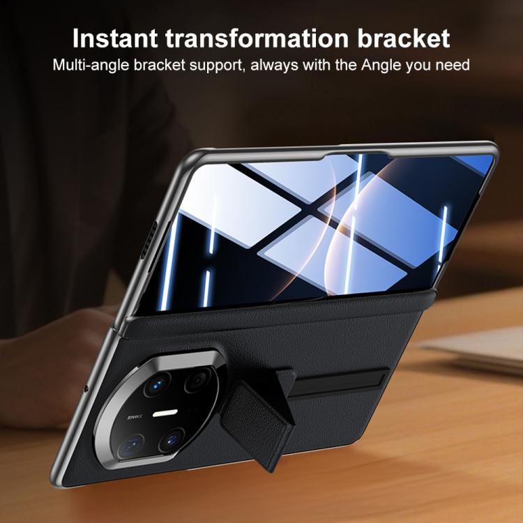 For Huawei Mate X7 Film Integrated Wristband Holder Genuine Leather Phone Case