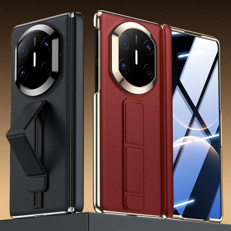 For Huawei Mate X7 Film Integrated Wristband Holder Genuine Leather Phone Case