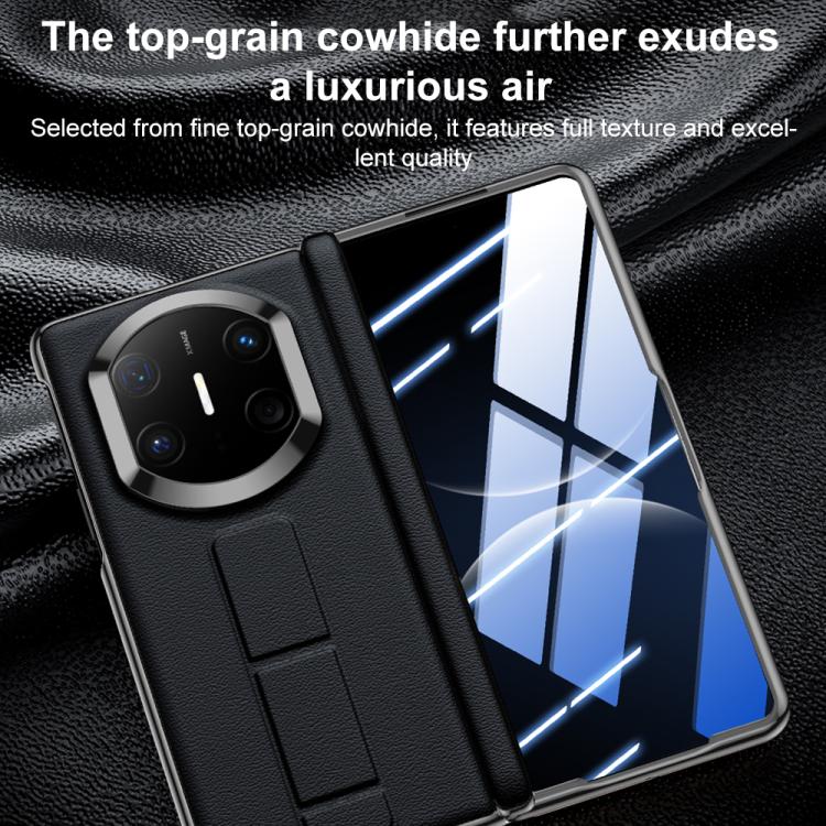 For Huawei Mate X7 Film Integrated Wristband Holder Genuine Leather Phone Case