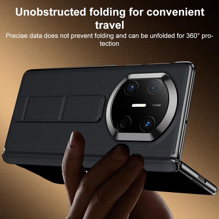 For Huawei Mate X7 Film Integrated Wristband Holder Genuine Leather Phone Case