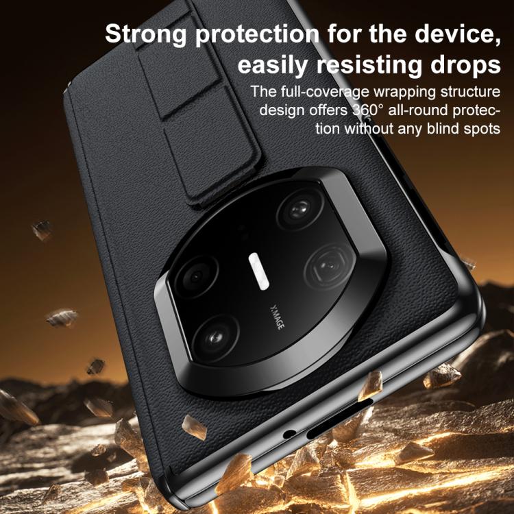For Huawei Mate X7 Film Integrated Wristband Holder Genuine Leather Phone Case