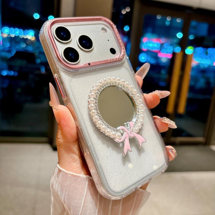 For iPhone 17 Pro Max Crystal Series Round Pearl Mirror Shockproof Phone Case