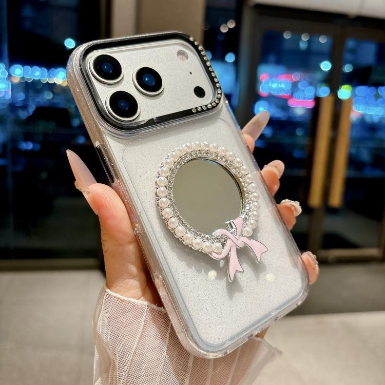 For iPhone 17 Pro Max Crystal Series Round Pearl Mirror Shockproof Phone Case