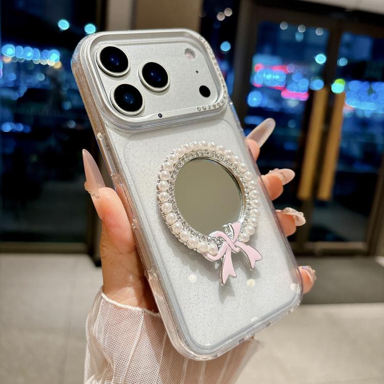 For iPhone 17 Pro Max Crystal Series Round Pearl Mirror Shockproof Phone Case