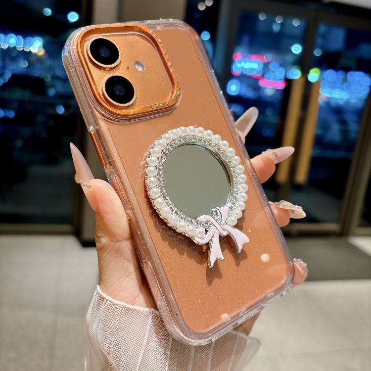 For iPhone 17 Crystal Series Round Pearl Mirror Shockproof Phone Case