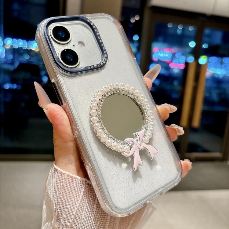 For iPhone 17 Crystal Series Round Pearl Mirror Shockproof Phone Case