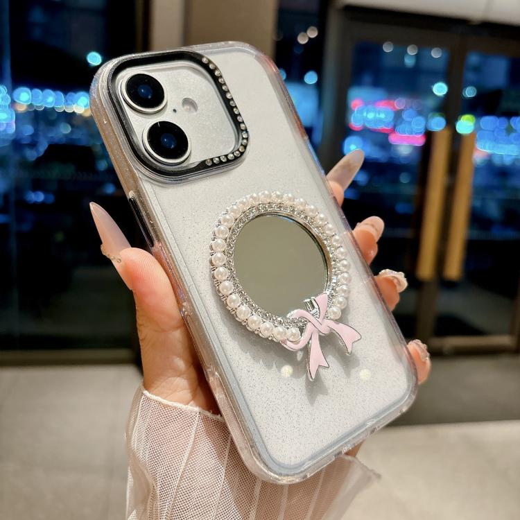 For iPhone 17 Crystal Series Round Pearl Mirror Shockproof Phone Case